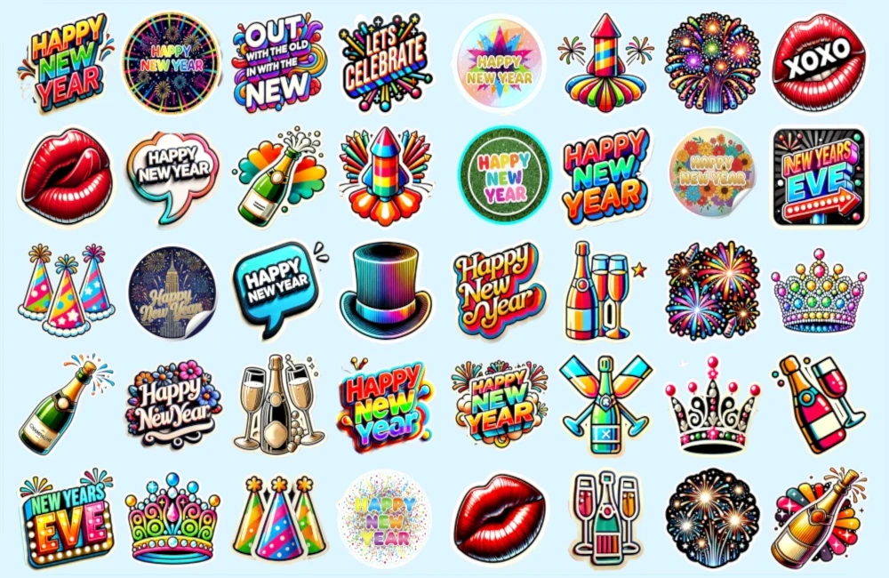 New Years Stickers